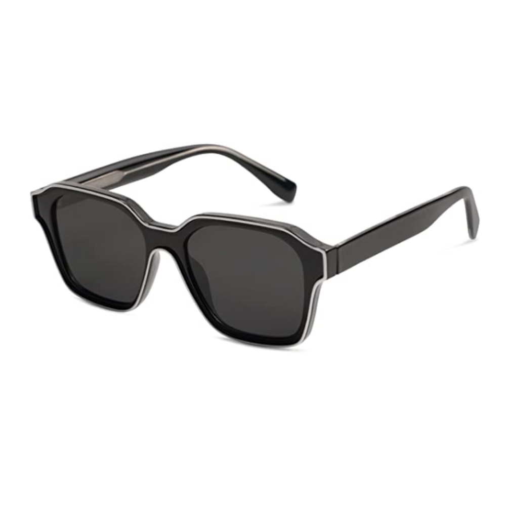 Black Square Sunglasses Retro Trendy UV400 Protection - Picture 4 of 4